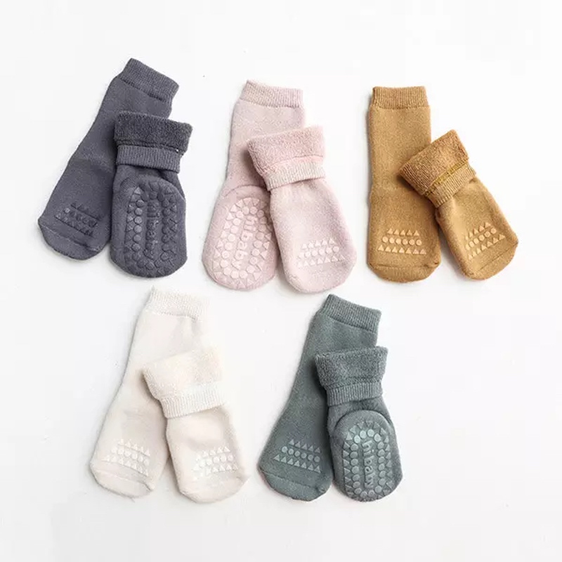 Thicken Terry Winter Baby Anti-Slip Stockings Cotton Kids Stockings Set of 5 Pairs
